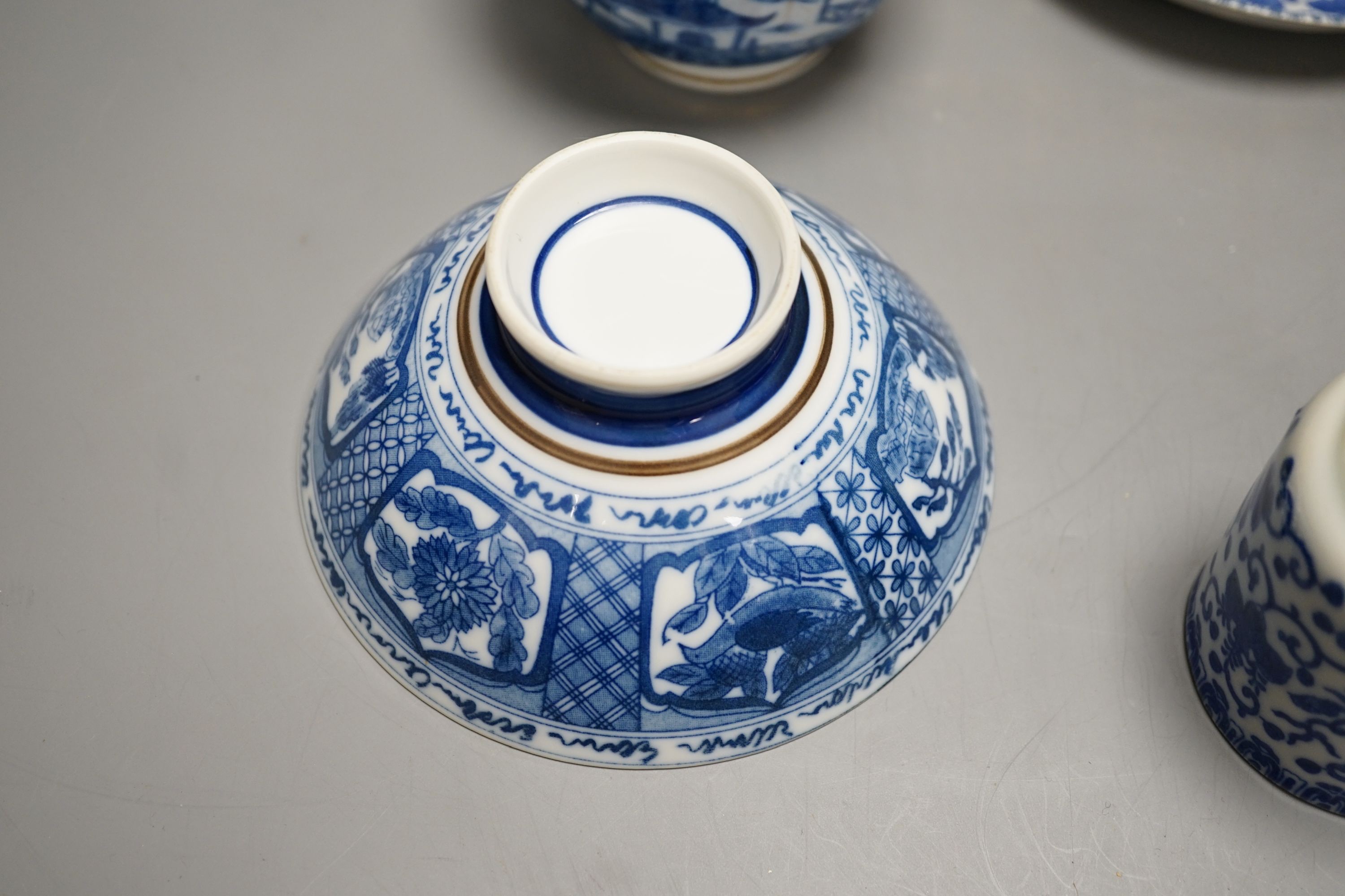 Mixed blue and white tableware including Burleigh ware, Wood’s and other 19th century blue and white china